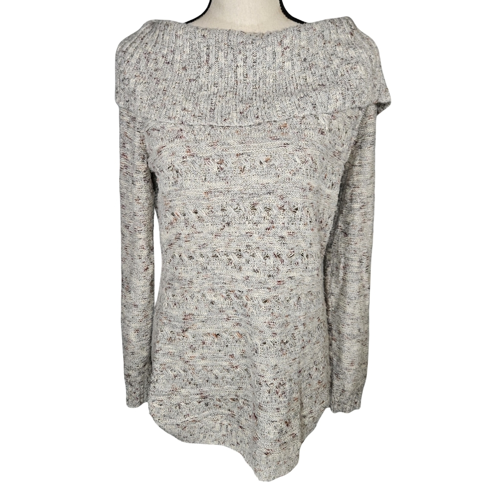 Db Established 1962 Textured Mulitcolor Flek Cowl Neck Sweater, Grey, Medium